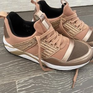 EMPORIO ARMANI EA7 Unisex Brown Low Cut Sneakers Trainers.